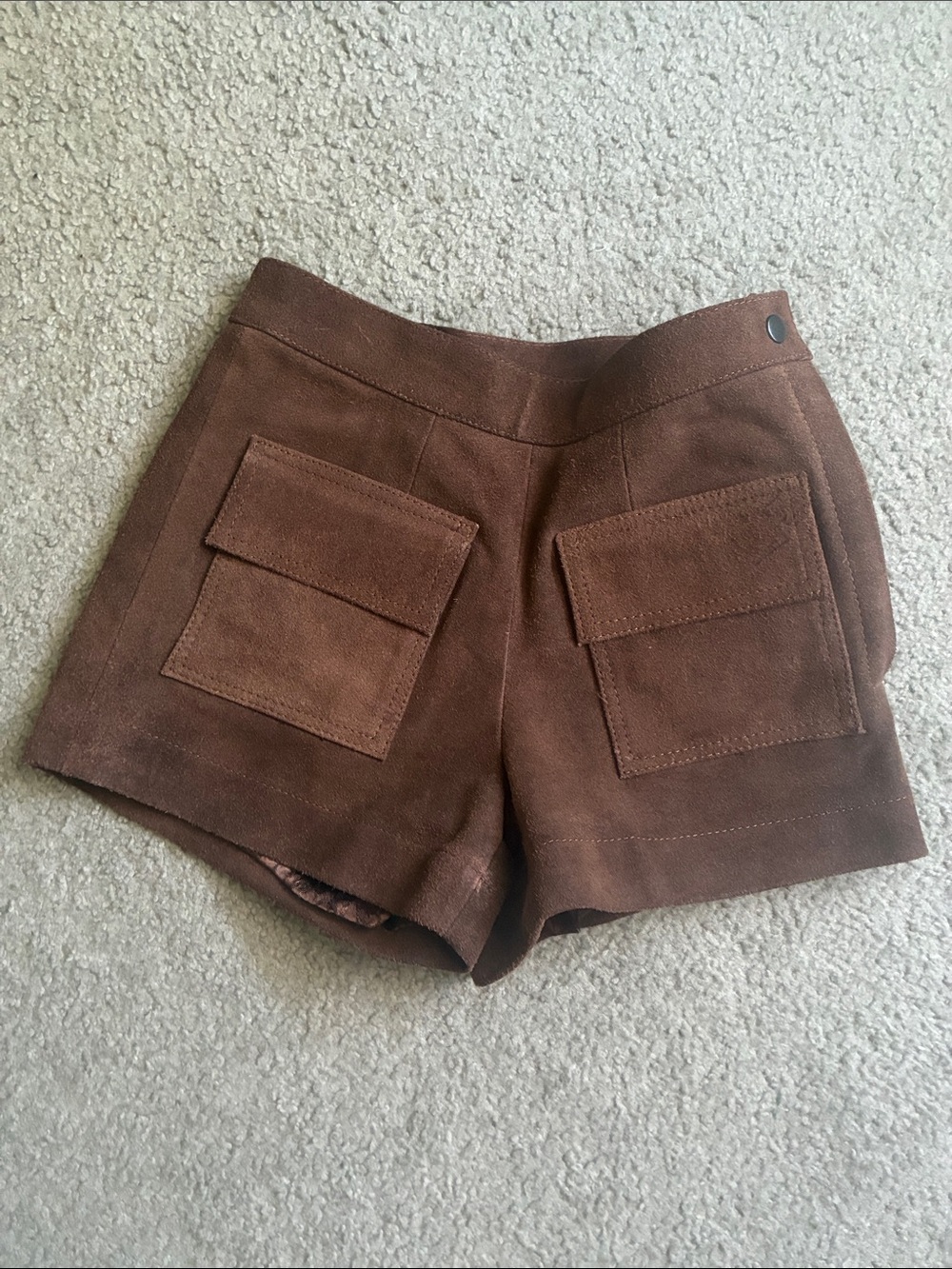 Vintage Wednesday’s Child Women’s Brown Suede High Waist Leather Shorts Pockets